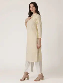 Lemon Cotton Embroidery Premium Kurta