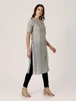 White Cotton Printed Kurta