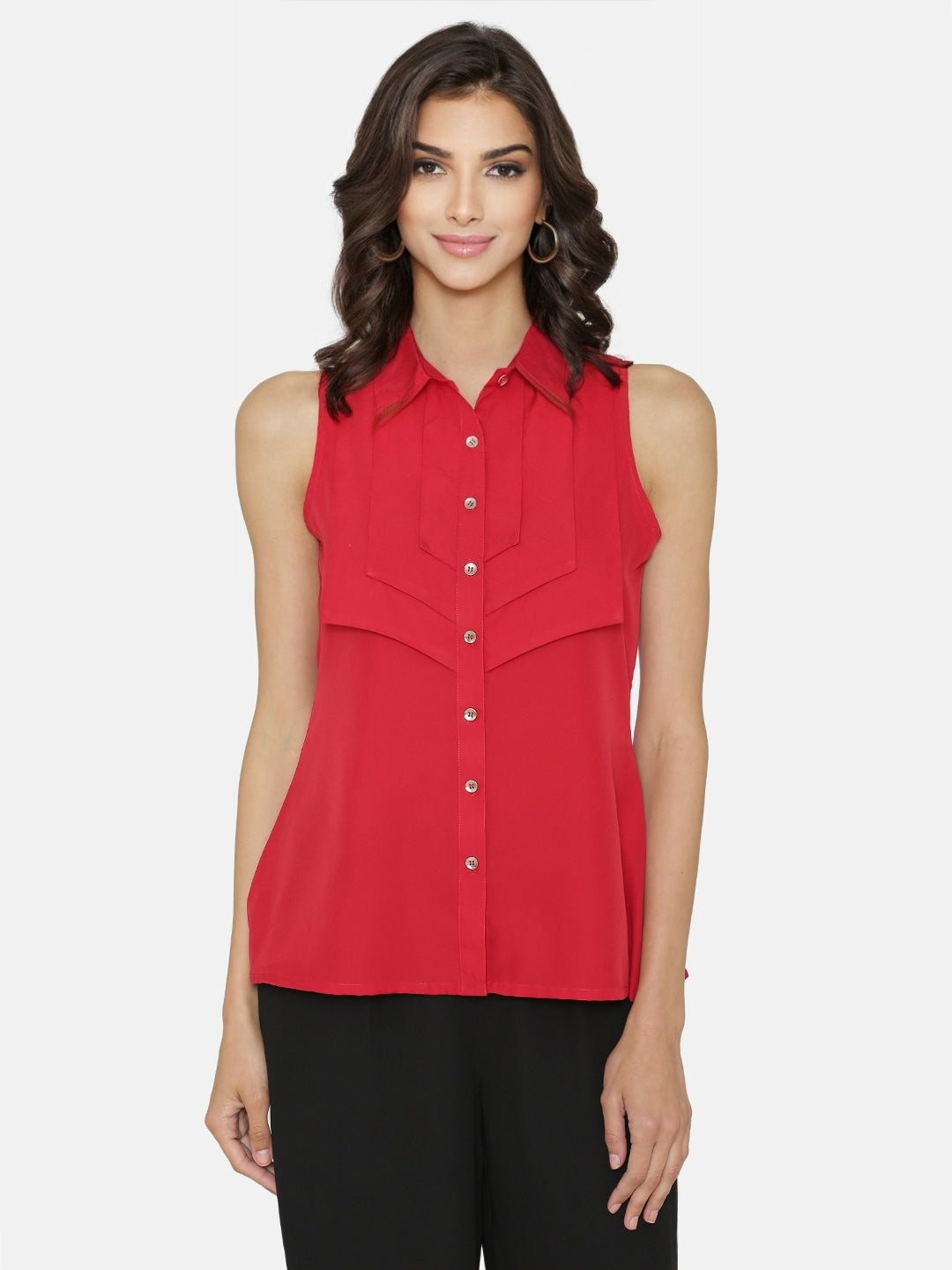 Crepe Solid Red Top