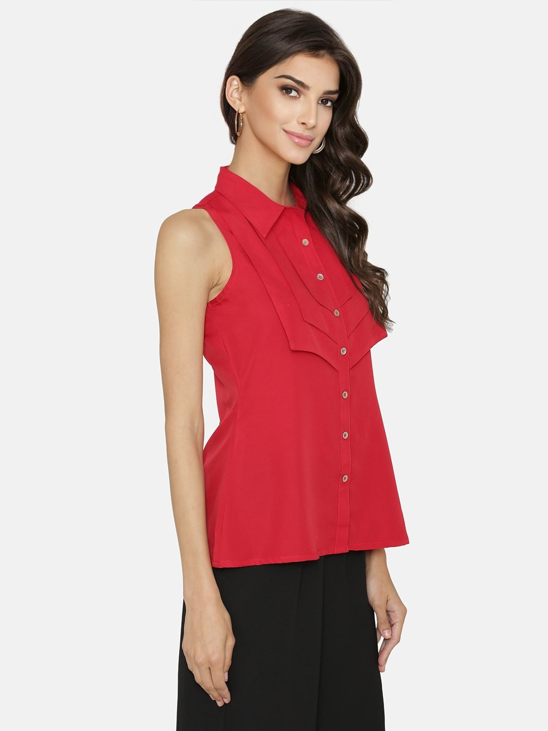 Crepe Solid Red Top