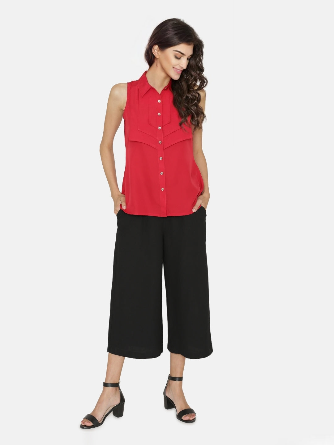 Crepe Solid Red Top