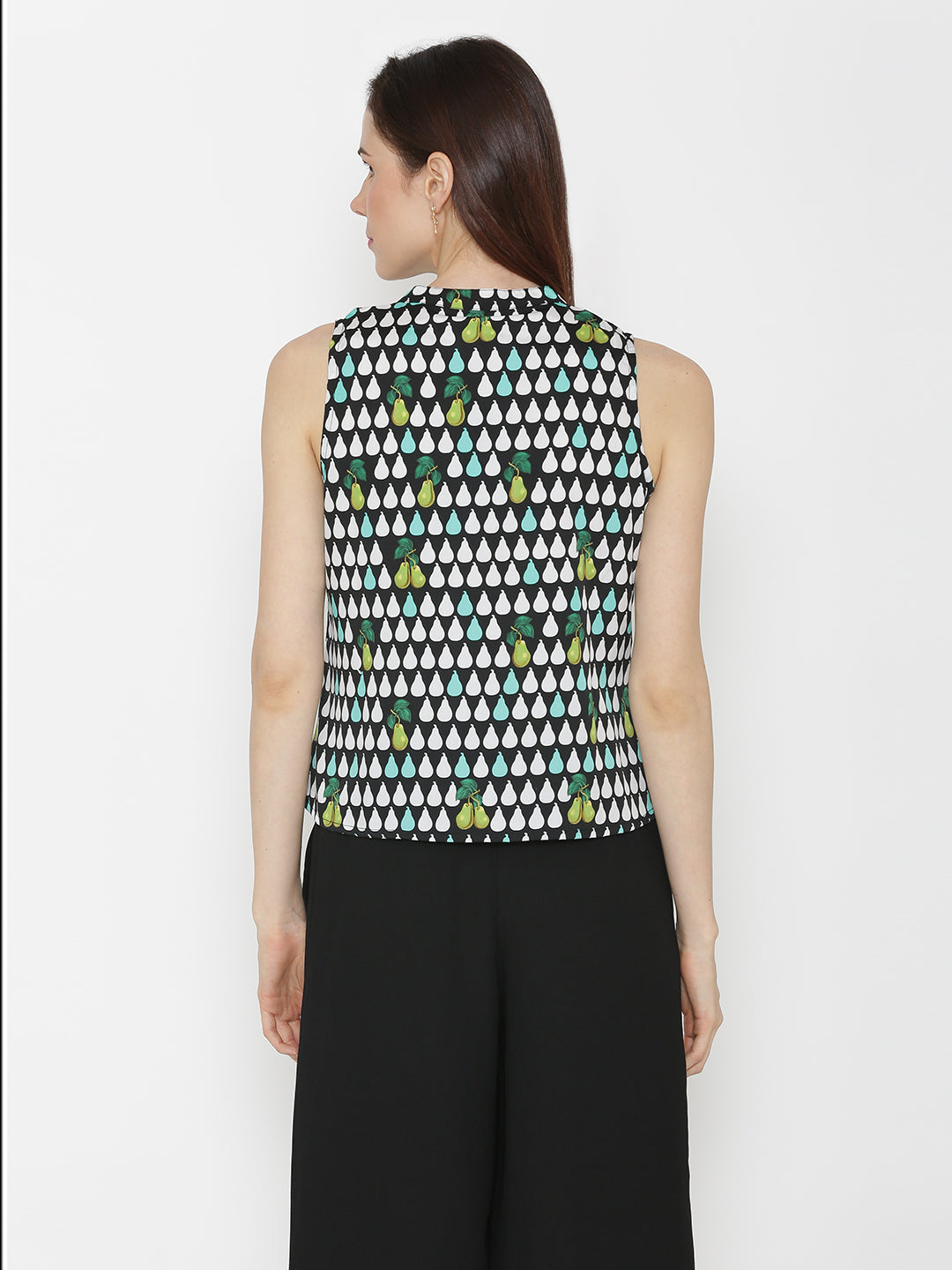 Crepe Fruit Printed Sleeveless Top