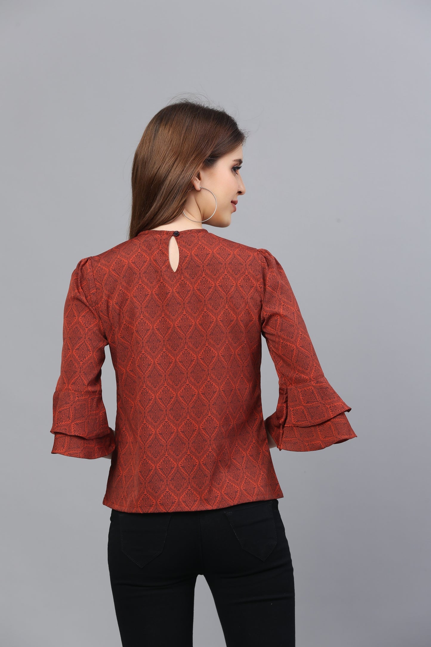 Rust Crepe Printed Top