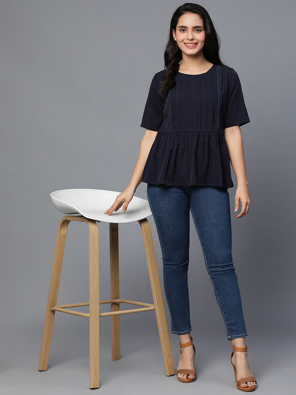 Blue Crepe Top