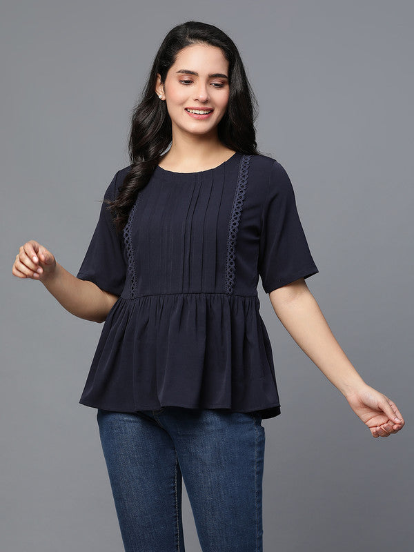 Blue Crepe Top