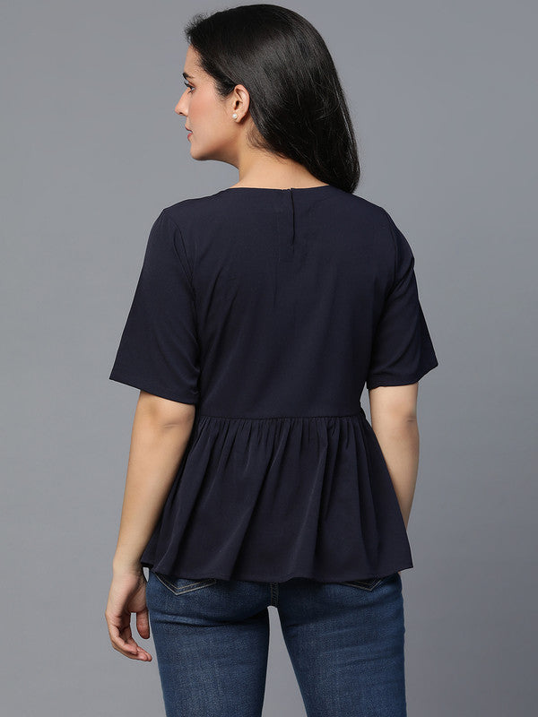 Blue Crepe Top