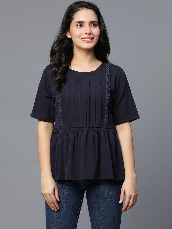 Blue Crepe Top