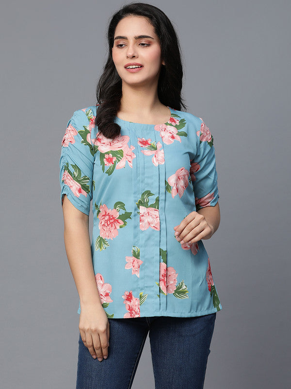 Blue  Crepe Top