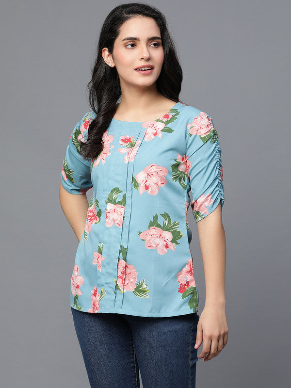 Blue  Crepe Top