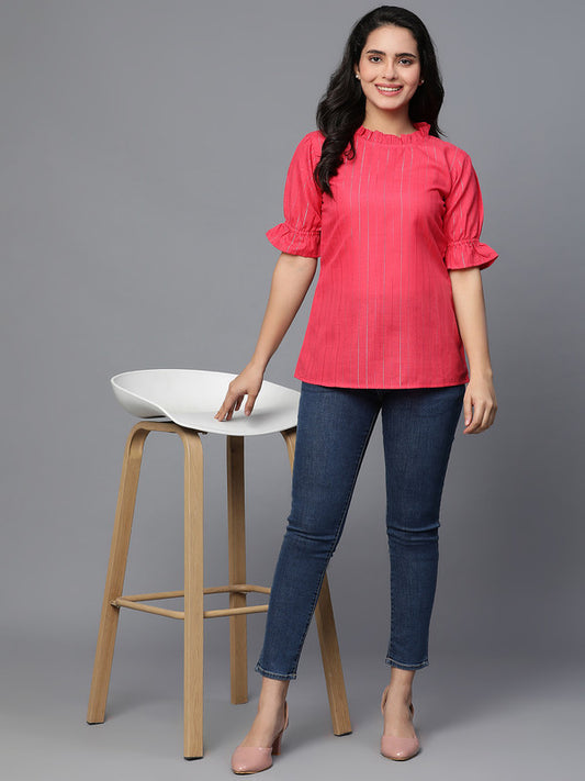 Pink Cotton Lurex Top