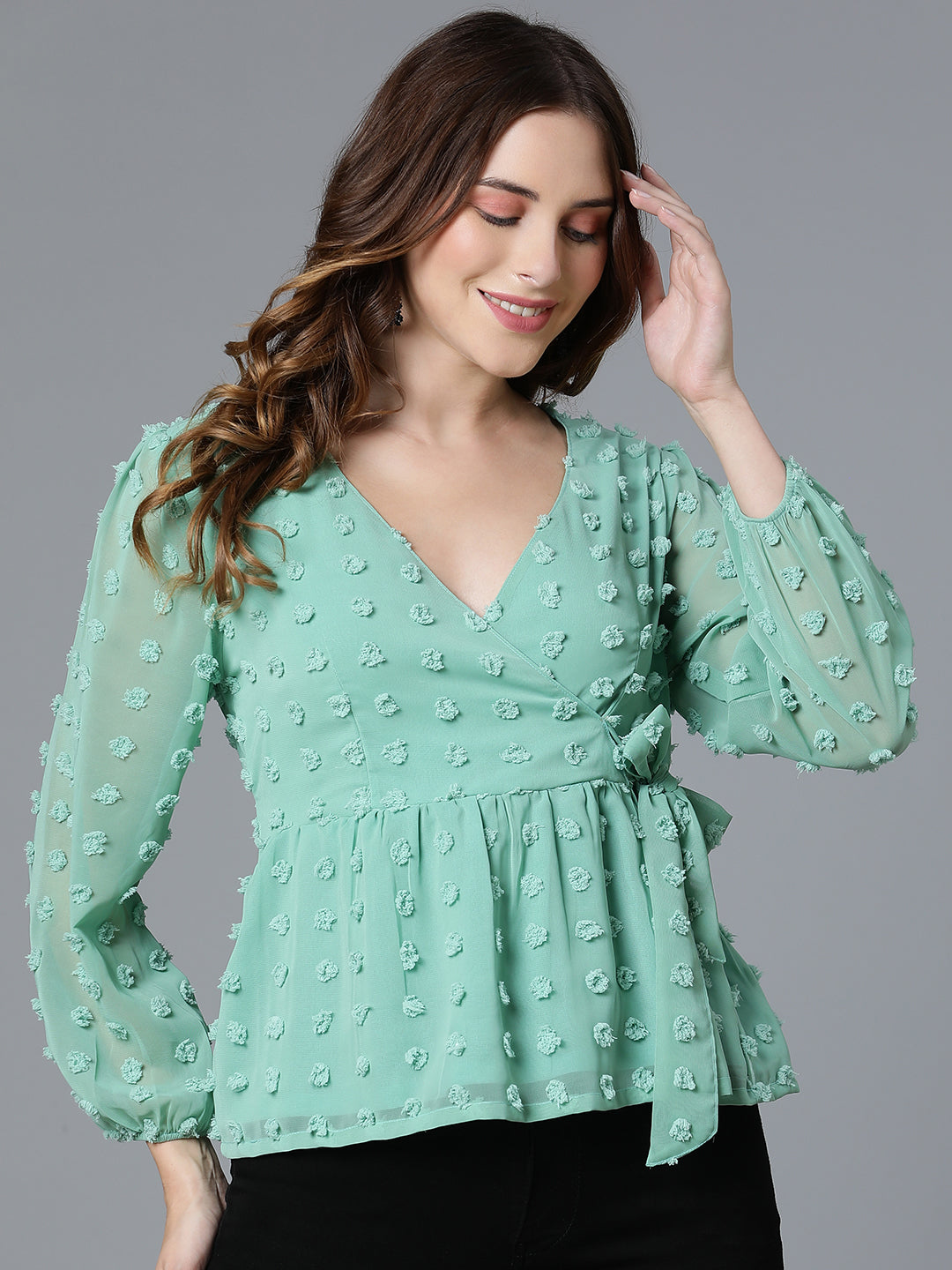 Sea Green Georgette Doby Top