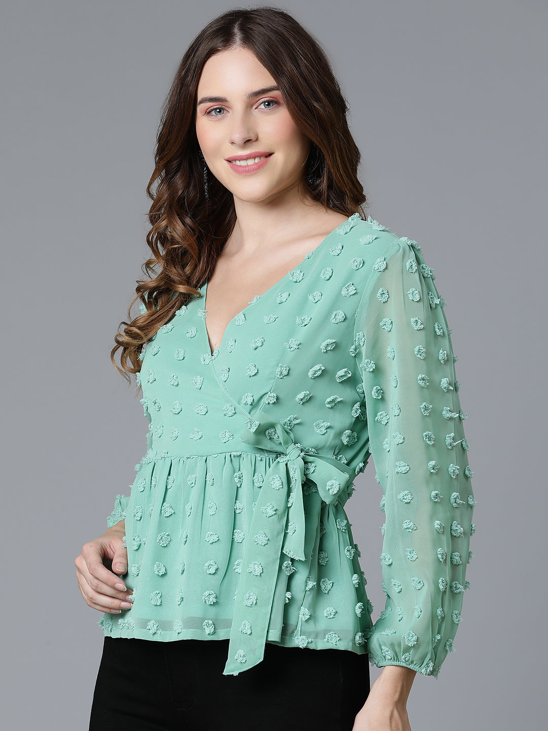 Sea Green Georgette Doby Top