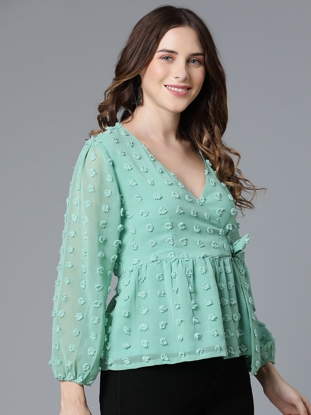 Sea Green Georgette Doby Top