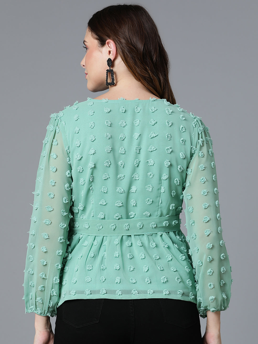 Sea Green Georgette Doby Top