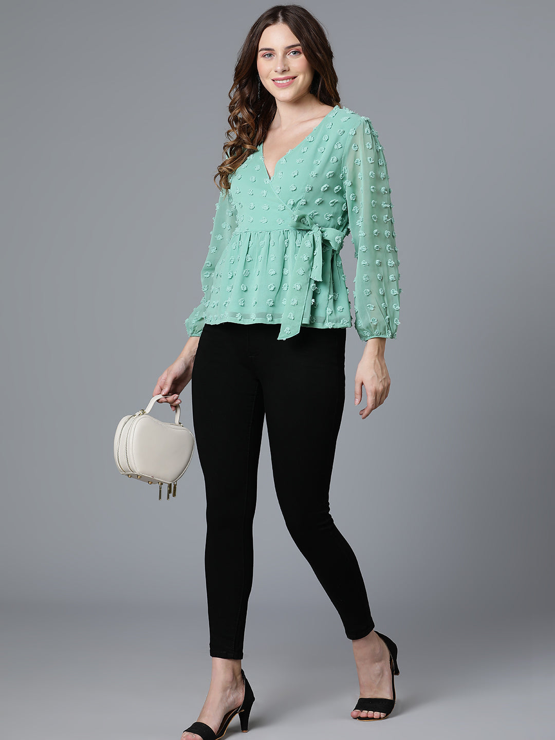 Sea Green Georgette Doby Top