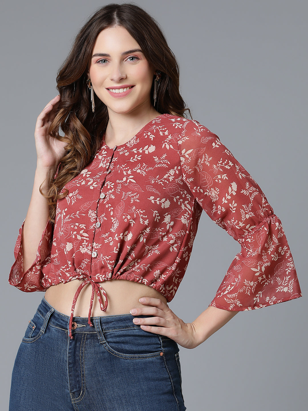 Rust Georgette Printed Top