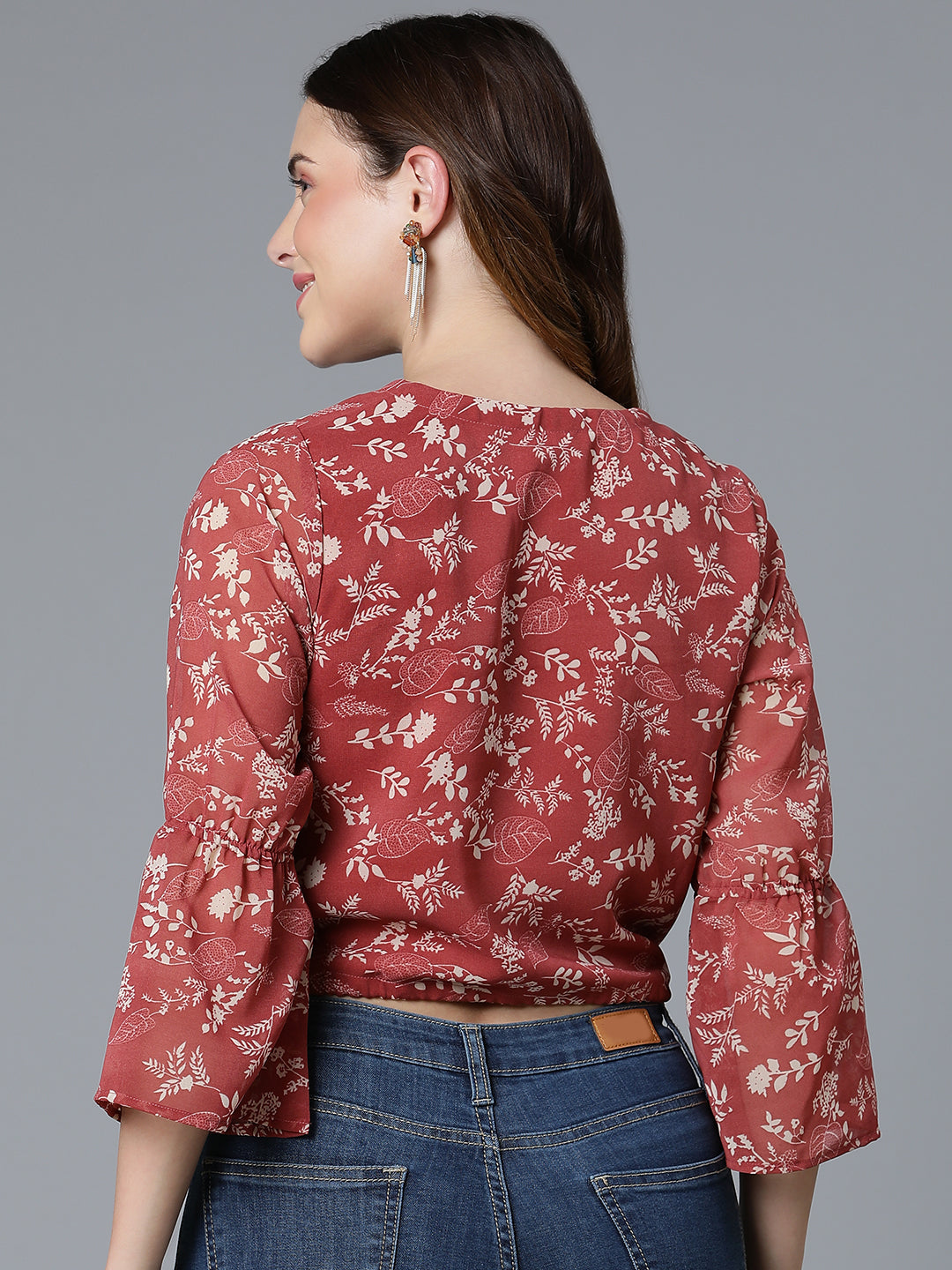 Rust Georgette Printed Top