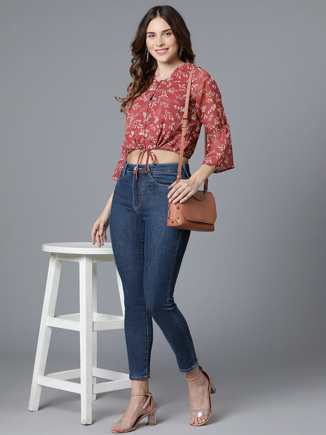 Rust Georgette Printed Top