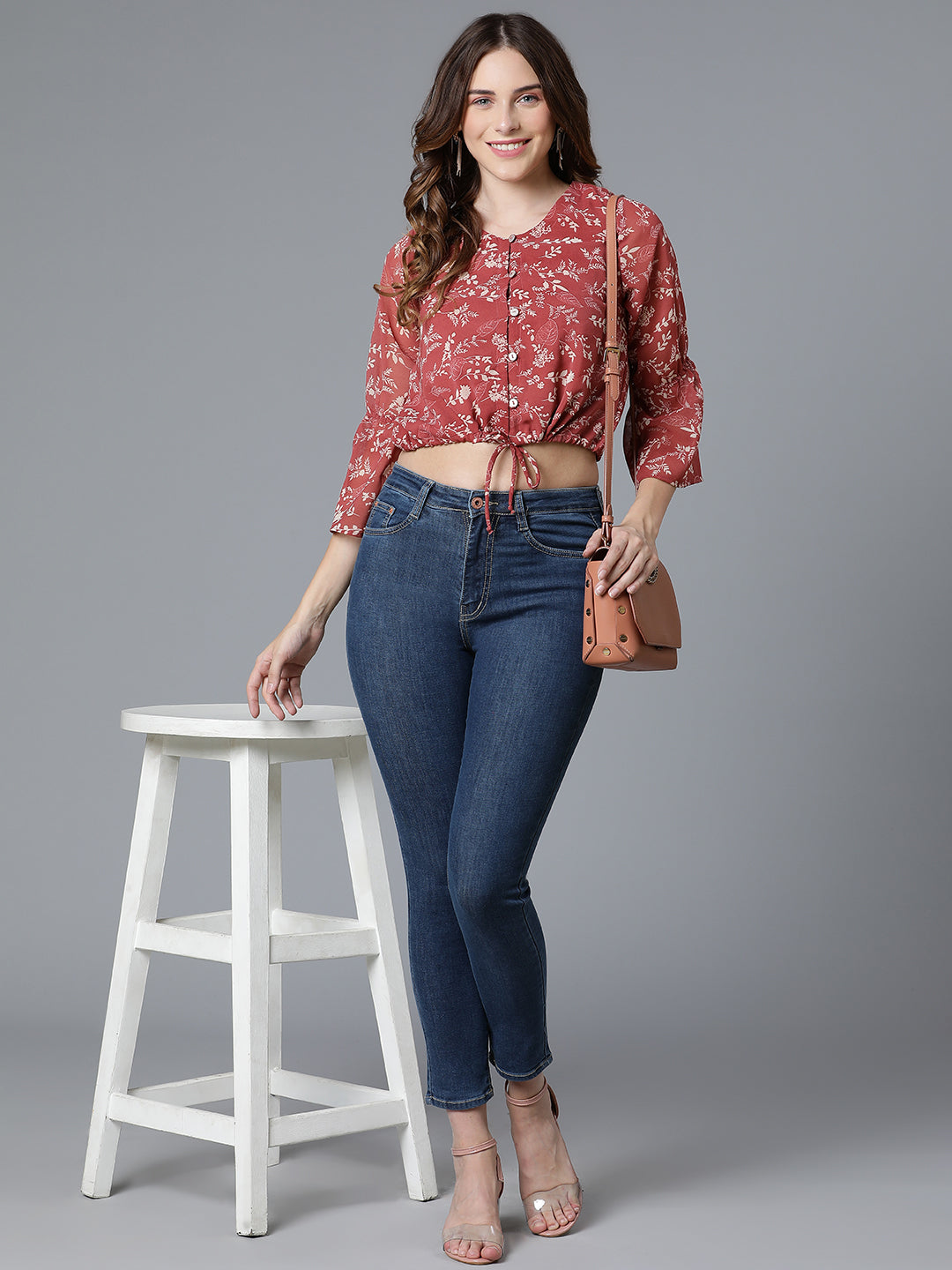 Rust Georgette Printed Top