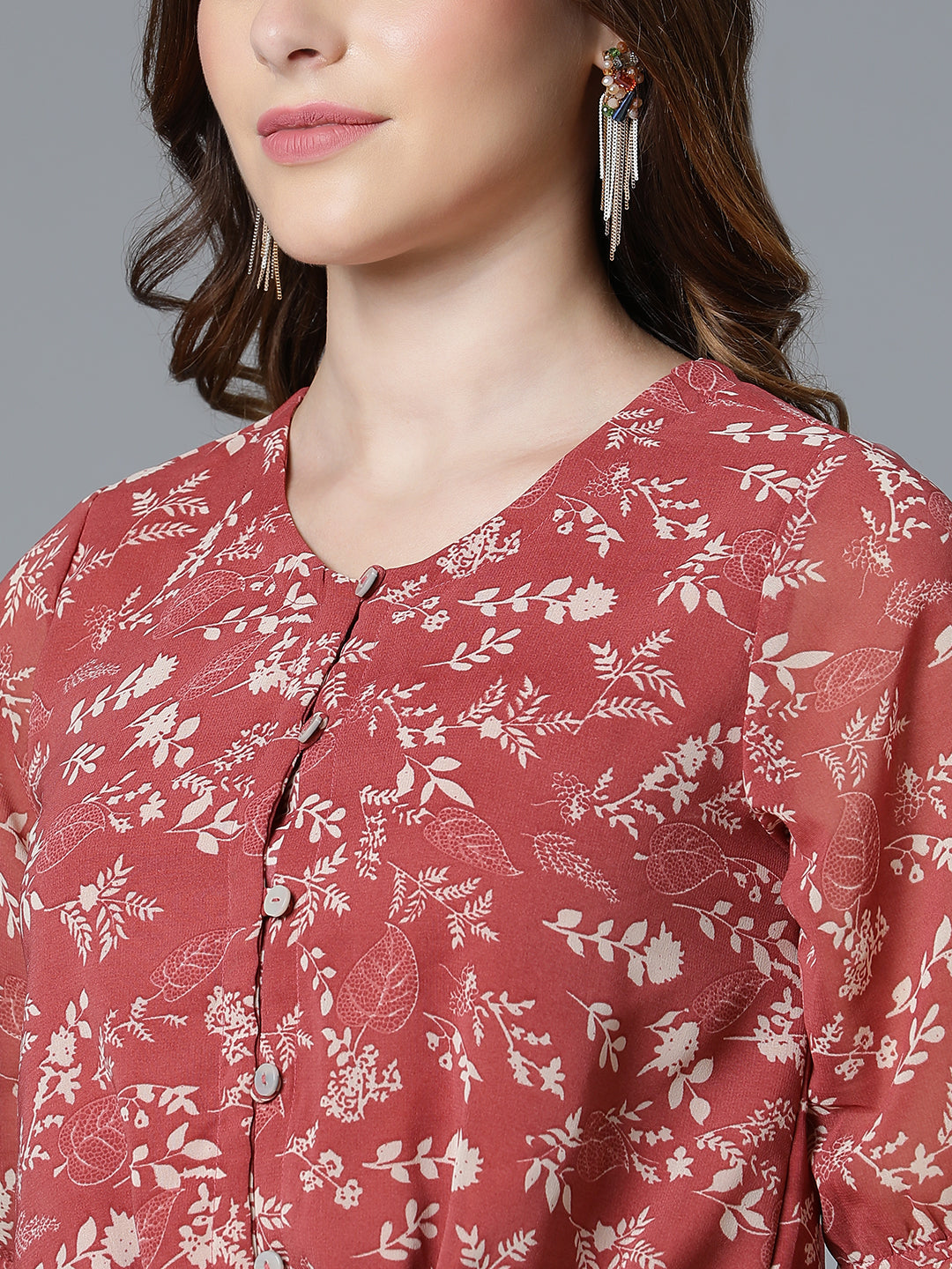 Rust Georgette Printed Top