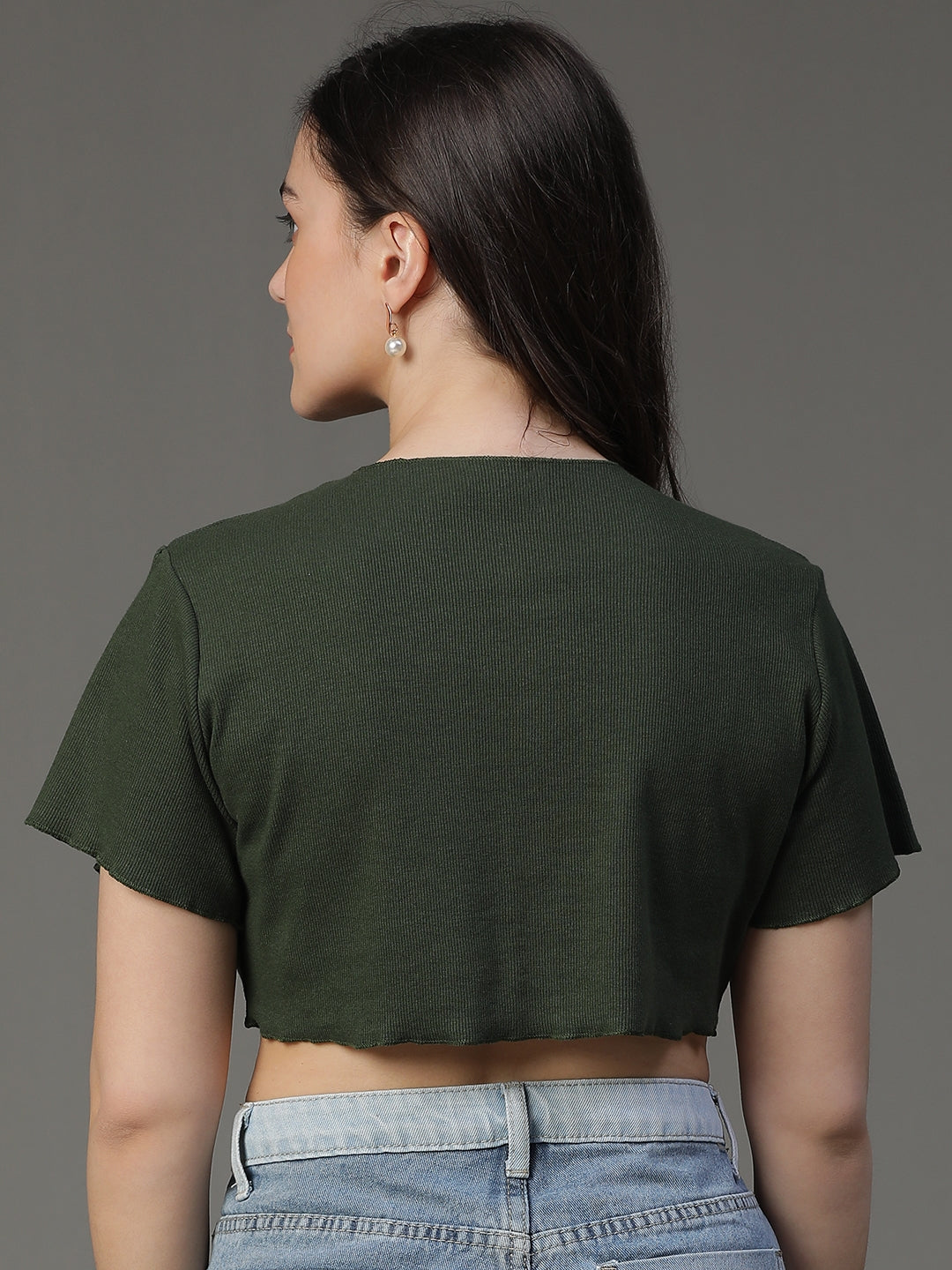 Green Cotton Crop top