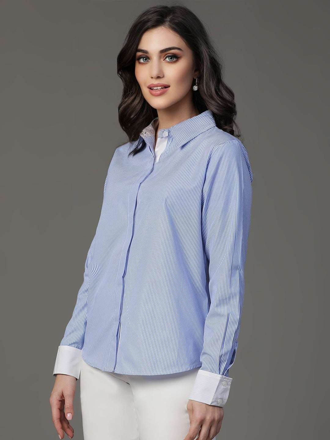 Blue Cotton Printed Shirt