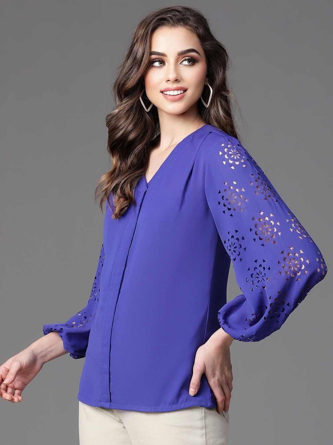 Blue Summercool Top with V Neck