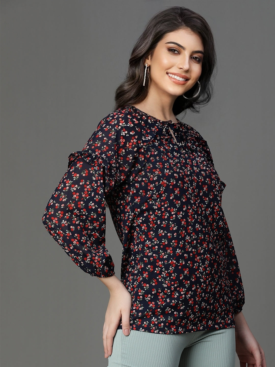 Black Georgette Printed Top