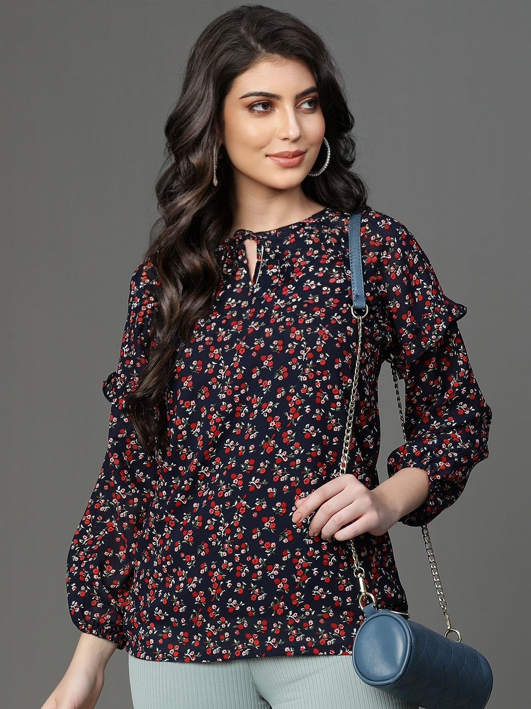 Black Georgette Printed Top