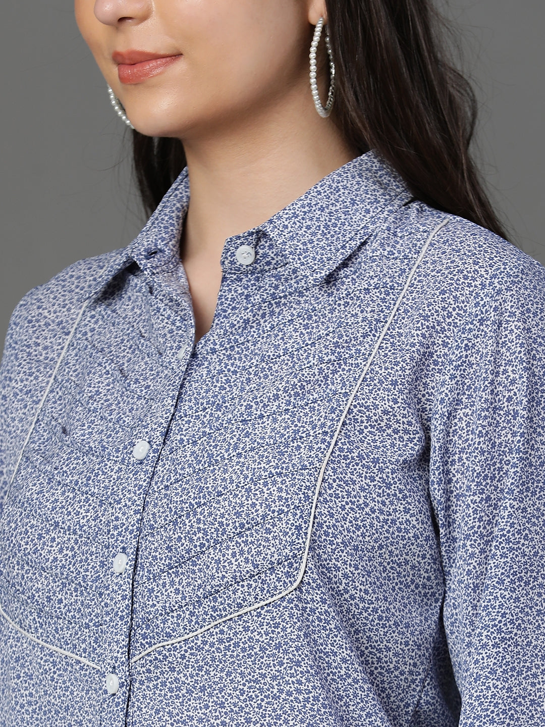 Blue  Summercool Printed Shirt