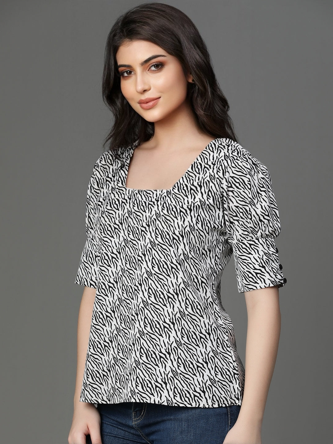 Black Crepe printed top