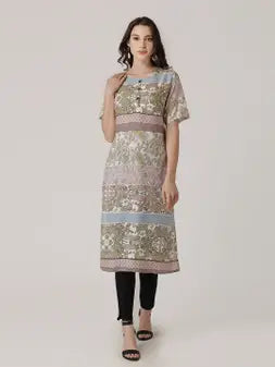 Multi Rayon Contemporary Printed Kurta