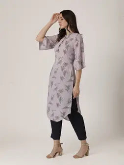 Purple Moss Crepe Printed Kurta