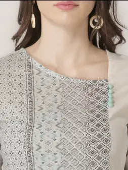 White Cotton Printed Kurta