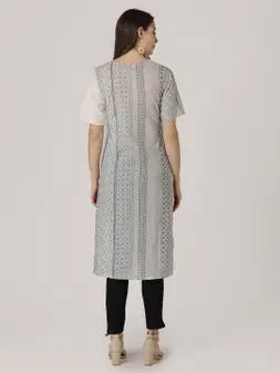 White Cotton Printed Kurta