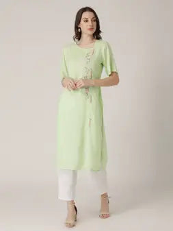 Pastel Green Rayon Slub Kurta