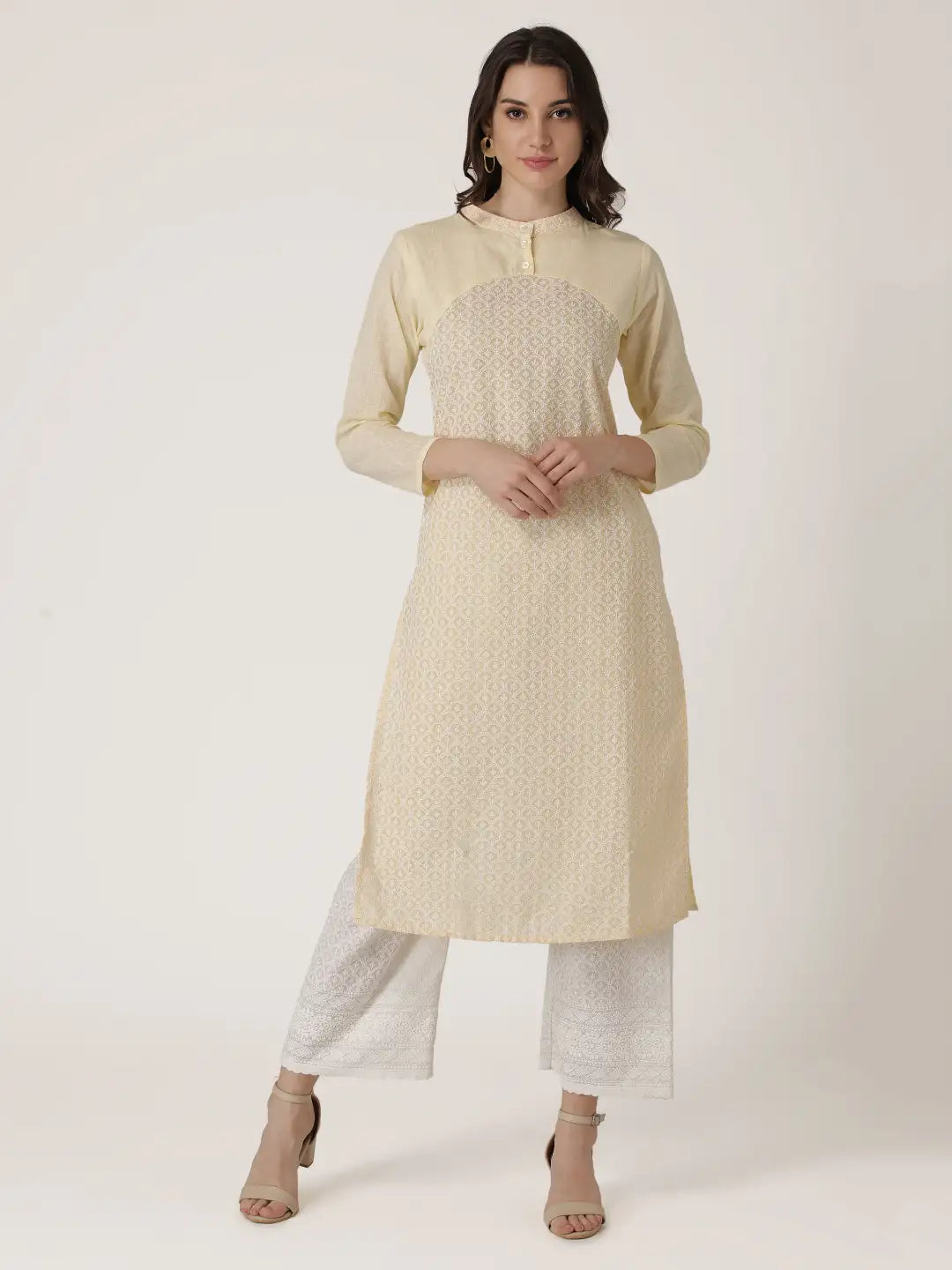 Lemon Cotton Embroidery Premium Kurta