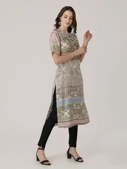 Multi Rayon Contemporary Printed Kurta