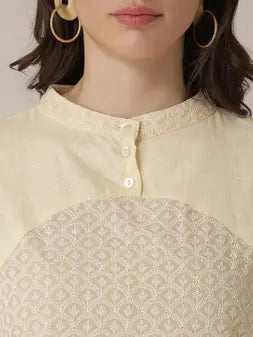 Lemon Cotton Embroidery Premium Kurta