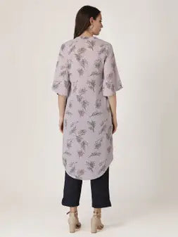 Purple Moss Crepe Printed Kurta