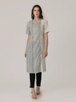 White Cotton Printed Kurta